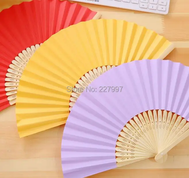 100pcs/lot Free Shipping Fashion Wedding Paper Fan Bride Hand Fan with bamboo ribs Craft Fan wedding Favor party gift