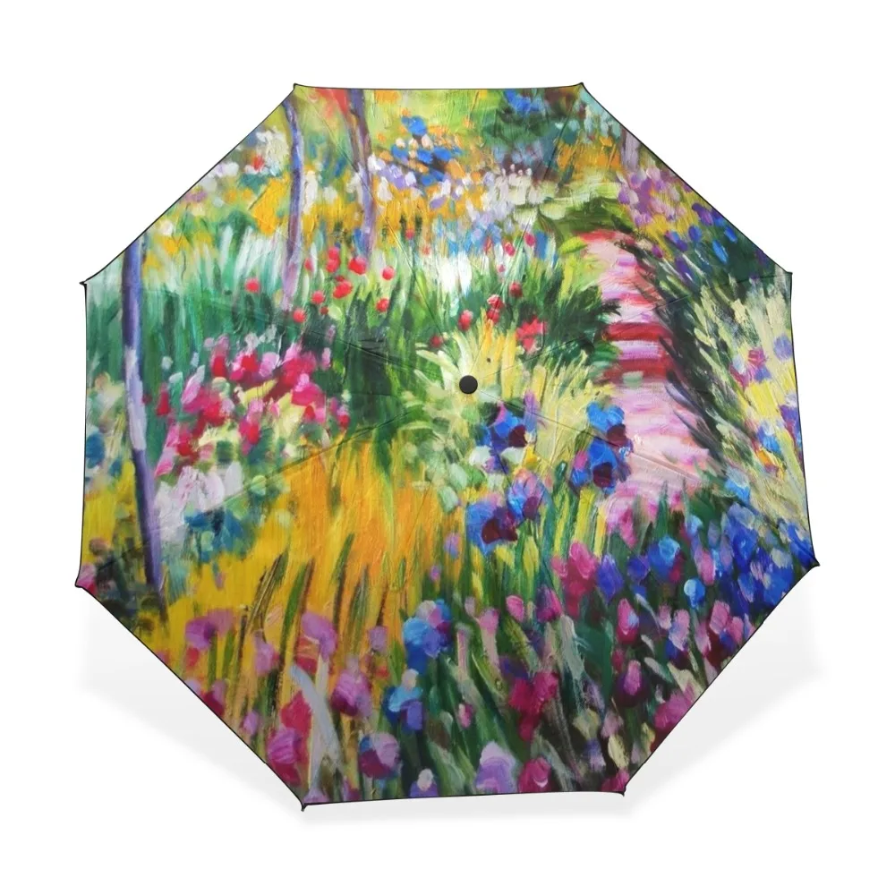 Oil Painting Rain Umbrella Folding Sunshade Monet Drawing Umbrella Waterproof Art Oil Painting Umbrella Sombrillas Para