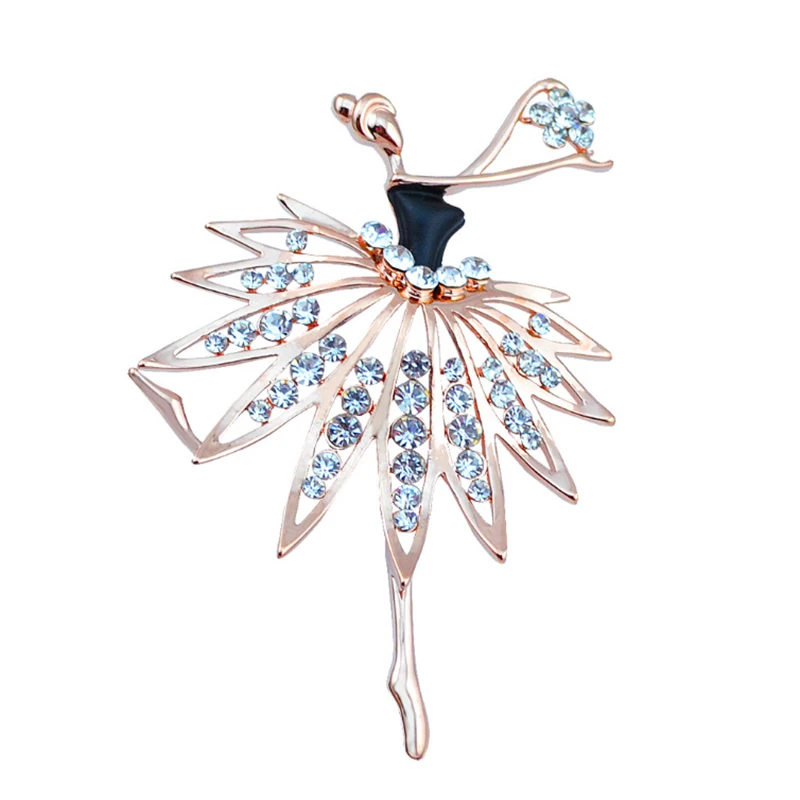 50pcs/lot Fashion 3 colors Ballet Dancer Girl Colourful enamel Rhinestone Brooches Pins/lapel pin for Valentine's Day