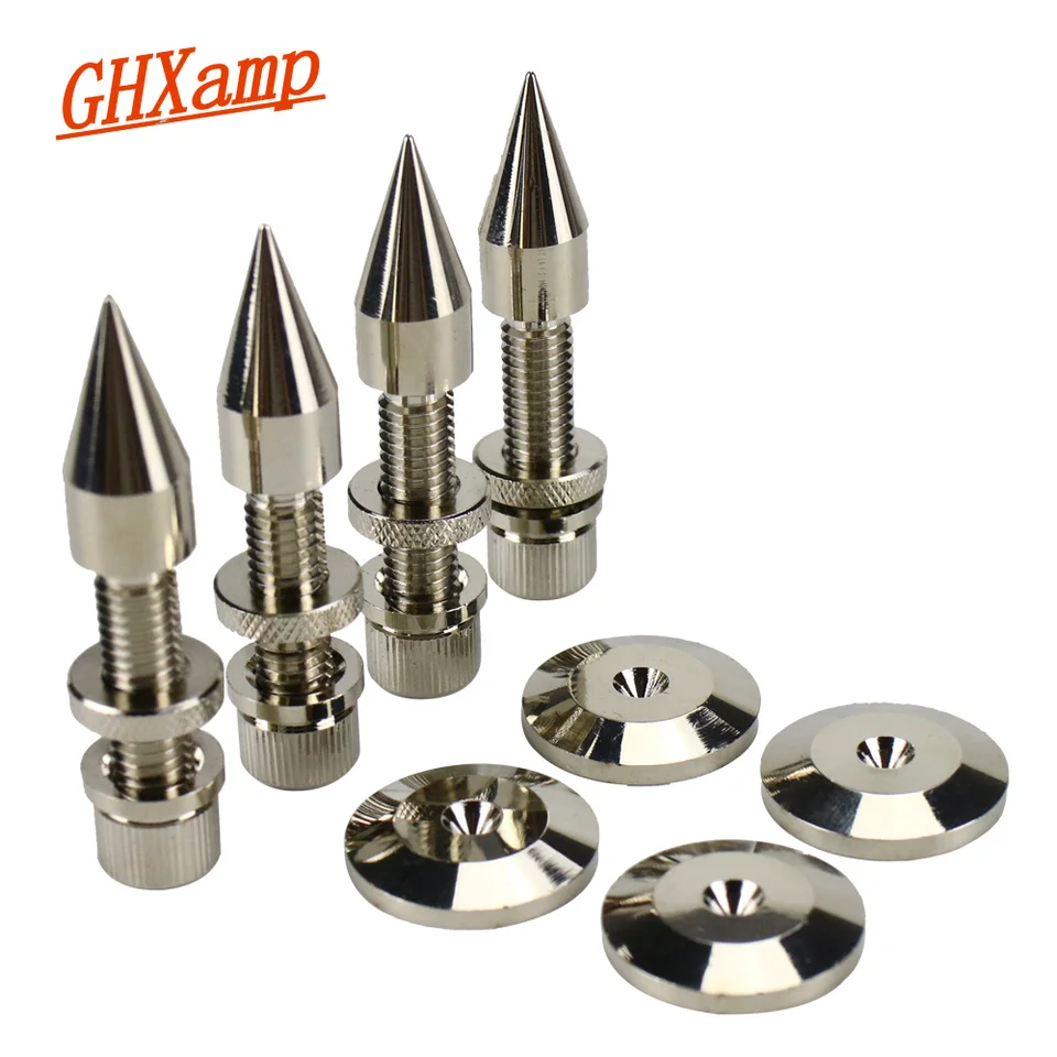 GHXAMP 4 세트 M8 * 60mm 스피커 스파이크 스탠드 피트 패드 순수 구리 오디오 삼각대 손톱 서브 우퍼 스피커 서스펜션 전용 썸네일 7