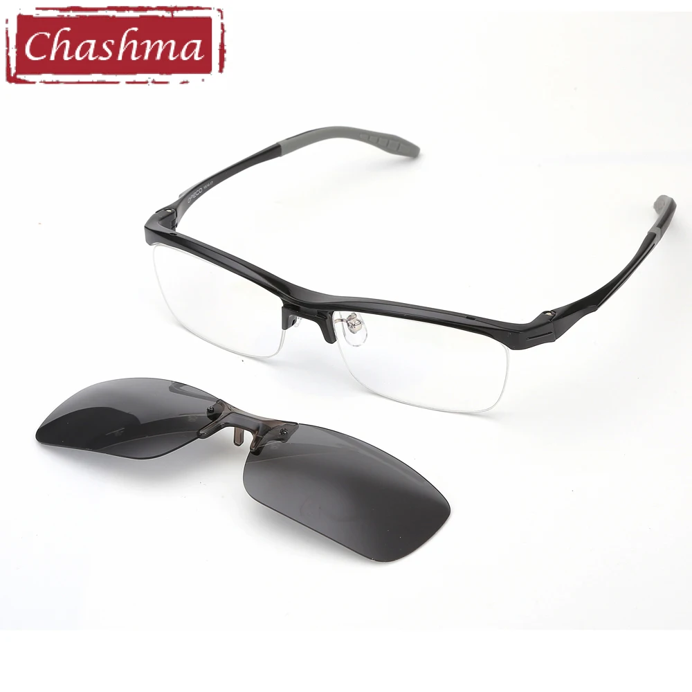 Chashma Brand Top Quality TR 90 Designer Eyewear Fashion Optical Eyeglasses Frames Sport Eyeglasses with Polarized Clips Lenses