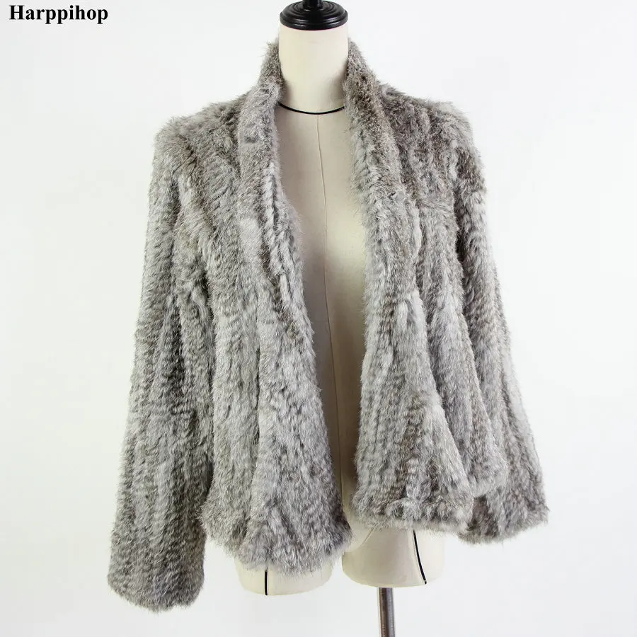 2021 heißer verkauf gestrickte kaninchen pelz jacke popuplar mode pelz jacke winter pelzmantel für frauen * harppihop