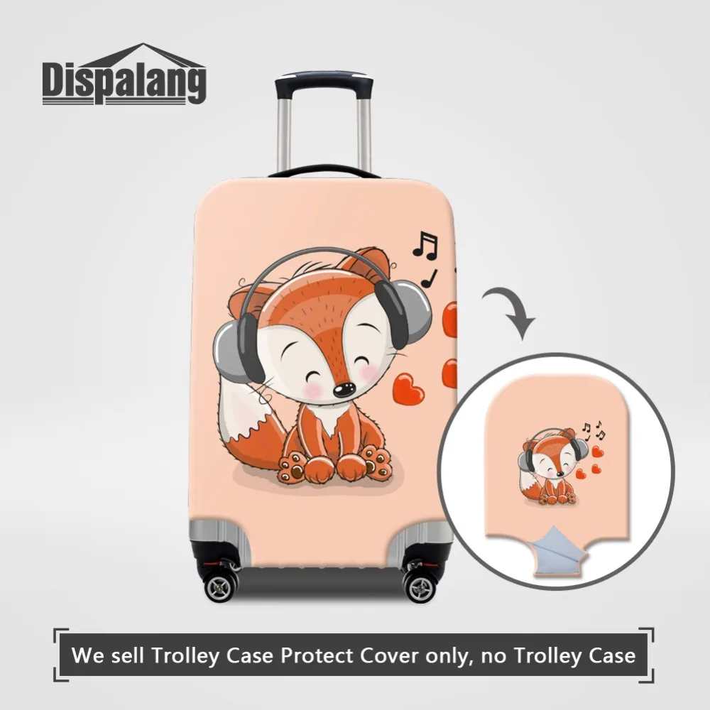 Cartoon Fox Printed Travel Luggage Protective Covers For Children Spandex Thicken Elastic Case On Suitcase Women Dustproof Cover