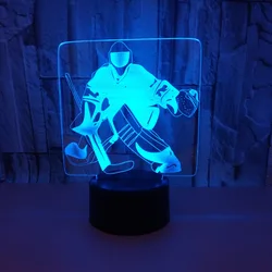 Ice Player 3D Light Hockey Player Colorful Touch 3D Visual Light Creative Gift Atmosphere 3D Small Table Lamp