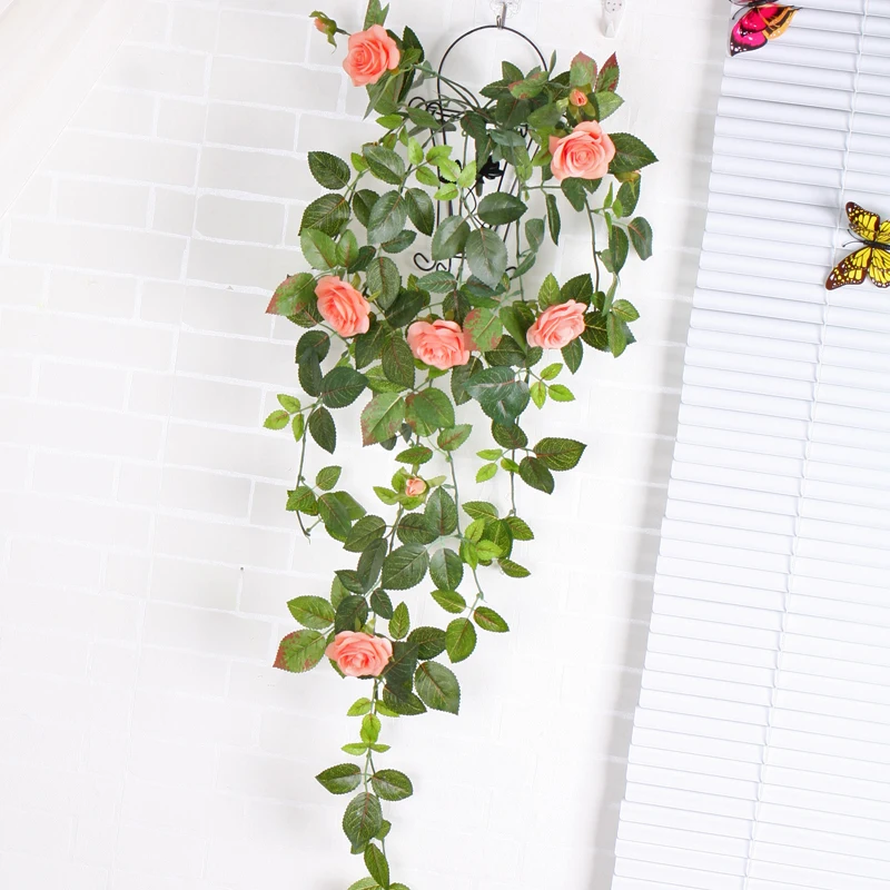 

Silk Artificial Flowers With Leaves Silk Wall Hanging Vines Artificial flores rose Flowers For Balcony Decor Garland flower Wall