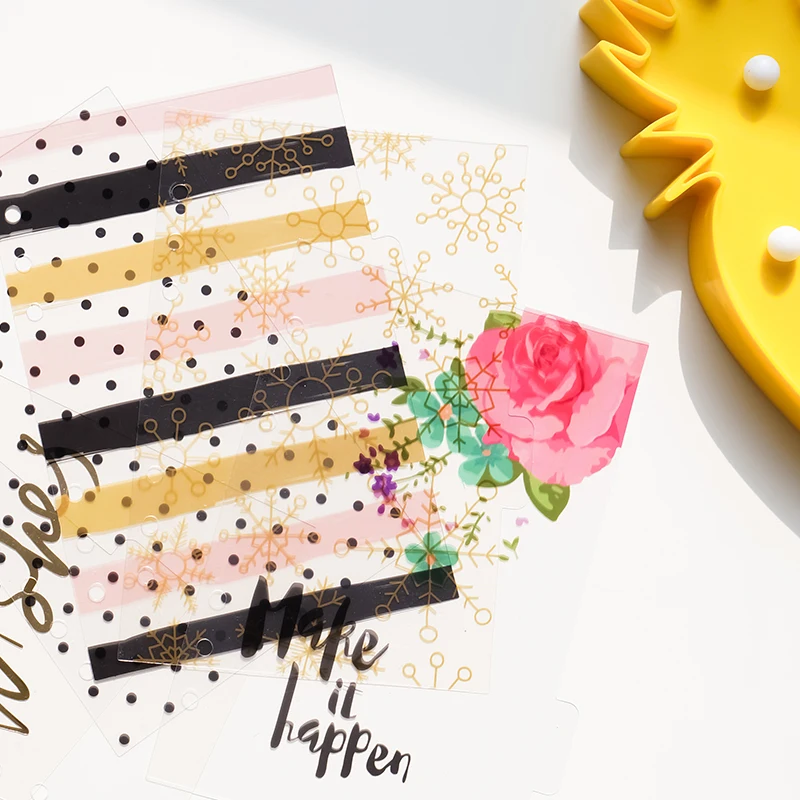 Dokibook Lovedoki A5 A6 A7 şeffaf bölücüler altın folyo baskı en iyi dilek endeksi sayfa dolgu altın bölücüler sıcak