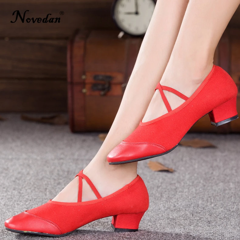 Ballet Shoes For Women Girls Low Heel Square Dancing Shoes Ethnic Dance Shoes Hard Bottom Teachers Dance Shoes Brand New Arrival