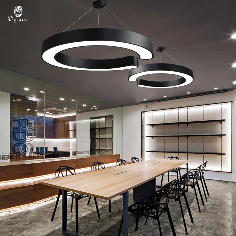 Round Ring LED Hanging Lights Industry Style Aluminum Ceiling Lights Premium Office Fitness Lounge Conference Lighting Fixture