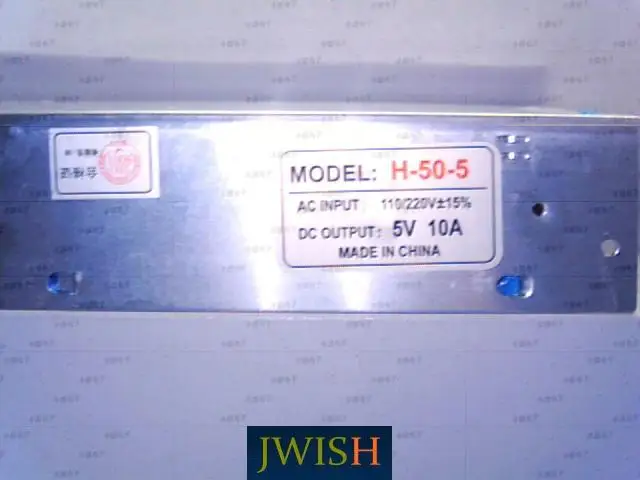 JWISH светодиодный импульсный источник питания H-50-5 5 в 50 Вт Размер: (128X98X40) мм