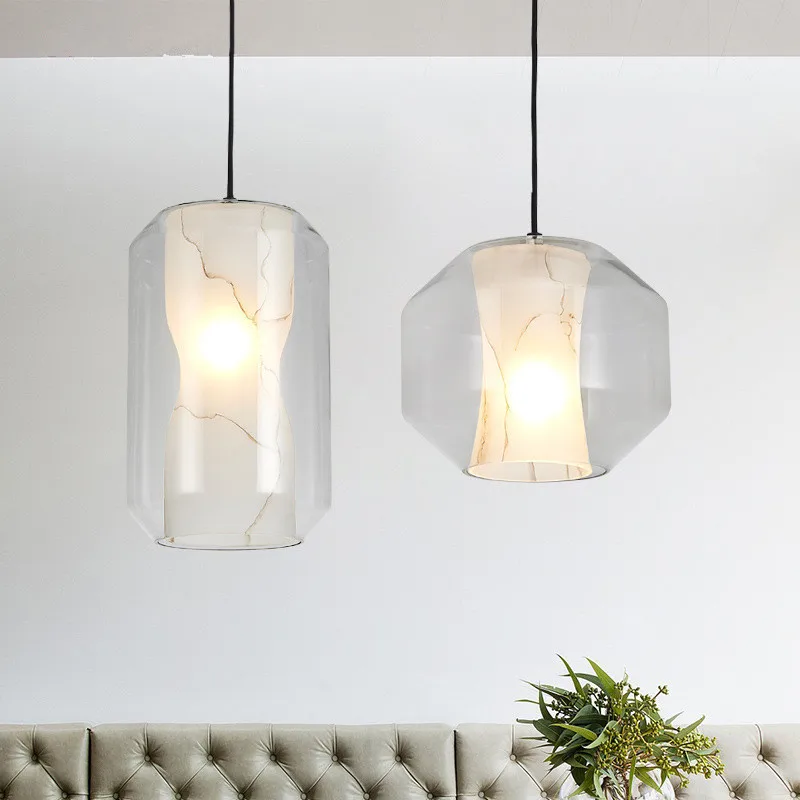 

Simple Post-modern Glass Imitation Marble Pendant Light Creative Bedroom Cafe Bar Restaurant LED lights Free Shipping