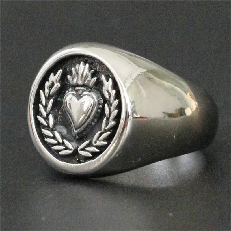 Love Heart Ring 100% 316L Stainless Steel Jewelry Olive Branch Ring