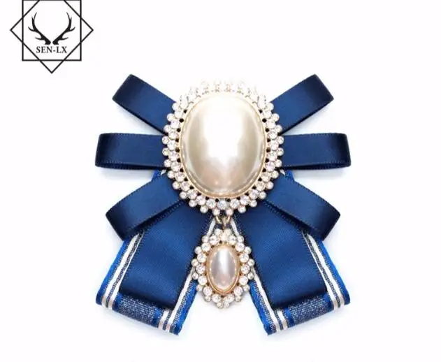 Broche de corsage tissu pour femme | Nouveauté femme, mode 2017 femme université, vent, grande perle, nœud papillon, rétro broche