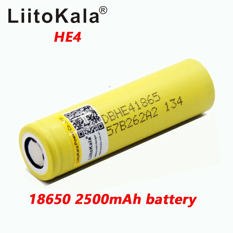 LiitoKala HE4 18650 akumulator litowo-jonowy 3.6V 2500 mAh akumulator może utrzymać, Max 20A, rozładowanie 35A