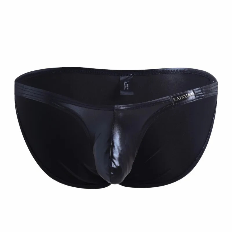 New Hot Selling Men Underwear Patent Leather Sexy Gay Underwear Men\'s Briefs U Convex Pouch Hombre Jockstrap