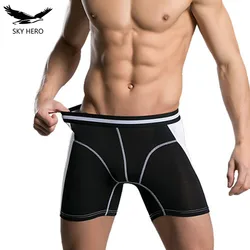 Bóxer largo de marca para Hombre, ropa interior Modal, Calzoncillos antideslizantes