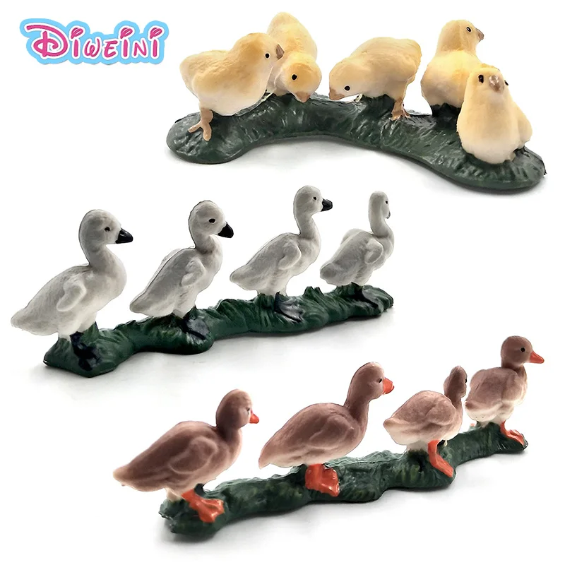 Simulation small Chicken Duck Goose animal model figure plastic home decor Decoration figurine Gift For Kids educational Pvc toy