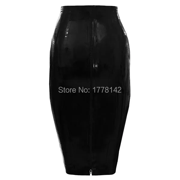 Zip Tight Pencil Skirt Latex Skirt Rubber Pencil Skirt Back Zip Latex Skirt