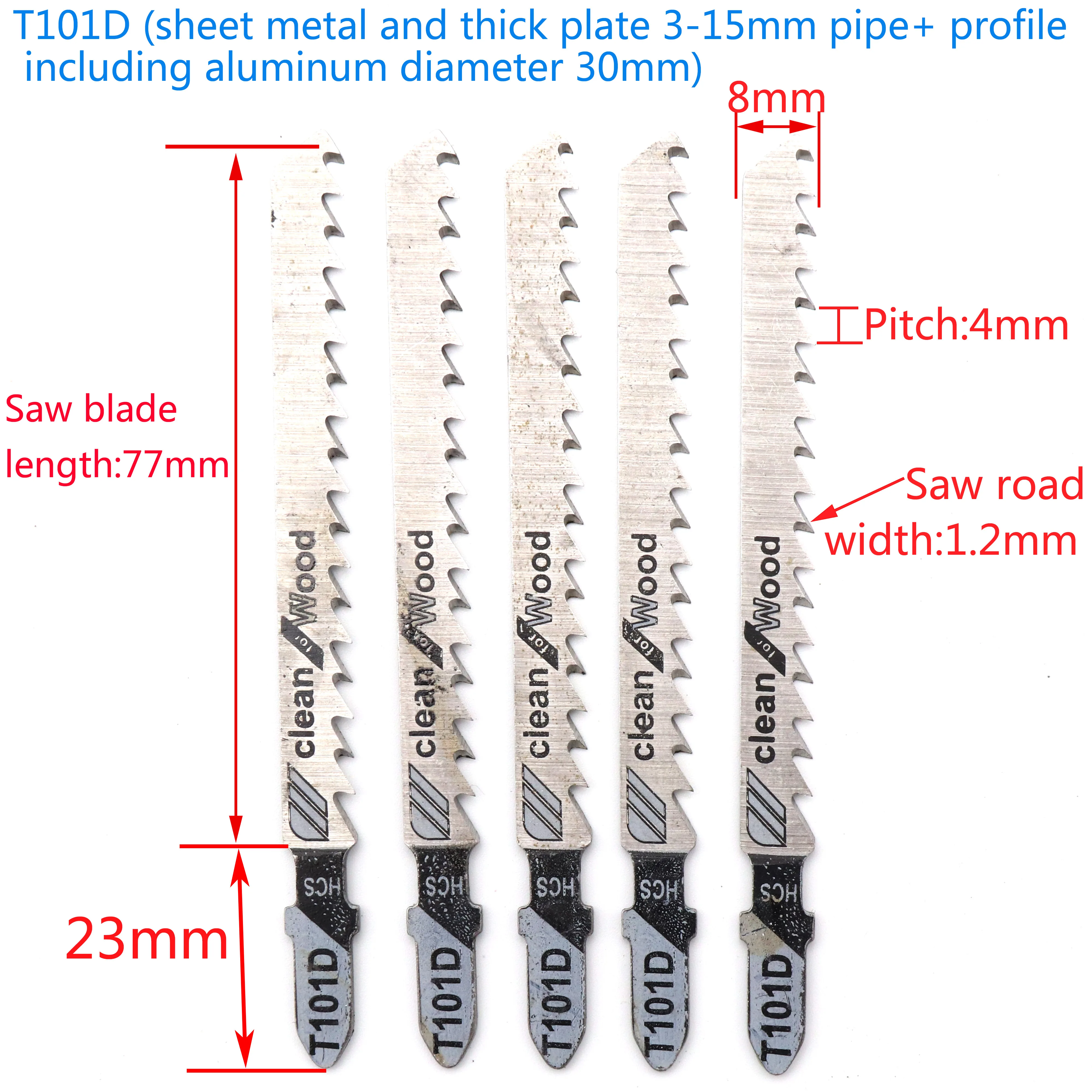 5pcs T-Shank Alloy Steel Hard Wood Metal Curve Cut Reciprocating Saw Blade Woodworking Hacksaw Jig Saw Blade Set Cutting Tool