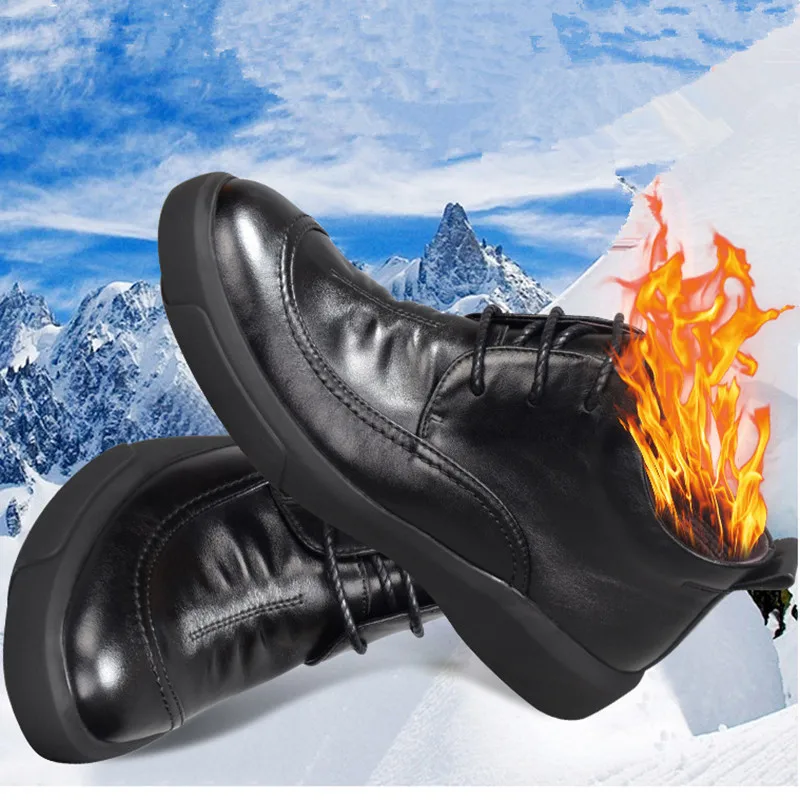 new autumn winter British men snow boots all-match cowhide cashmere leisure men's Genuine leather Riding boots casual shoes