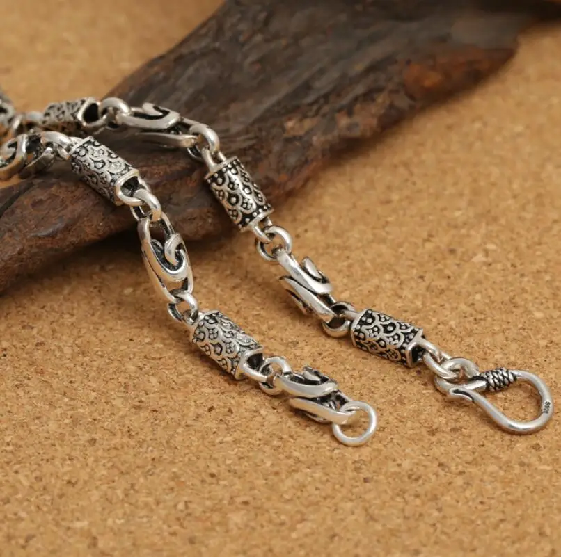 

Unibabe Pure Silver 6mm Thick Men's Classic Vintage Charm Carved Chain S925 Necklace