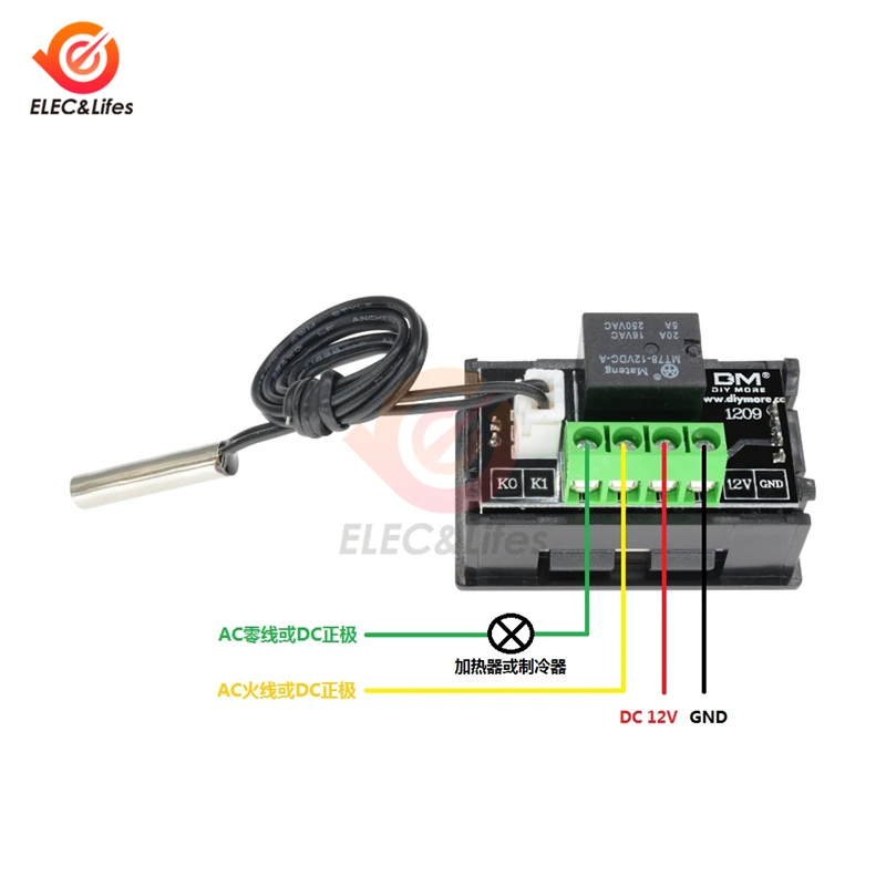 12V W1209 W1209WK Digital Thermostat Temperature Controller Regulator Thermoregulator Incubator Meter DC NTC Thermistor Sensor