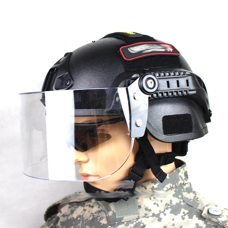 Airsoft  Helmet Hiking Mich 2000 Helmet with Clear Visor Protective Goggles Outdoor Sports Skate Hunting