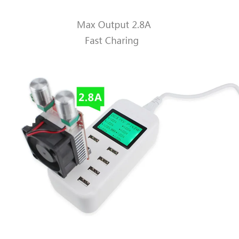 8 Port Smart USB Fast Charging Hub w/ LCD 40W Multi-Port USB Charging Station Wall Travel Charger for iPhone Xs MAX iPad SAMSUNG