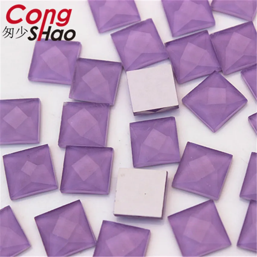 Cong Shao 100pcs 10mm Colorful high quality Jelly square Flatback Glass Rhinestones stones and crystals DIY Wedding Dress CS280