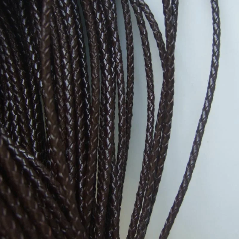 5 Yards 3mm Round Dark Brown Bolo Braided Real Genuine Leather Cord For Bracelet Necklace Jewelry Making Rope Material