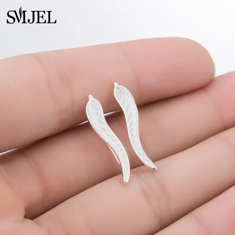 SMJEL 2024 Fashion Feather Women Earrings Boho Long Vintage Leaf Stud Earrings Ear Cuff Jewelry Accessories Gift Dropshipping