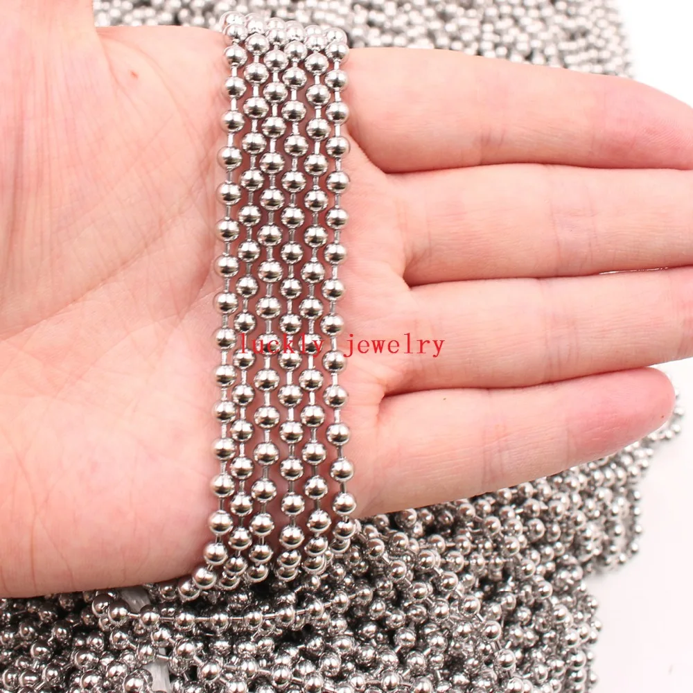 100meter Bag wholesale stainless steel Thin 2mm Ball Beads Chain Jewelry finding Marking DIY