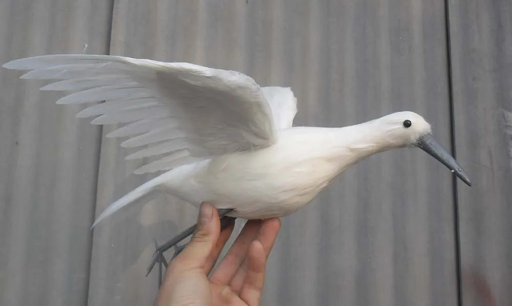 white simulation Egret toy polyethylene & furs wings bird doll gift about 38cm 1763