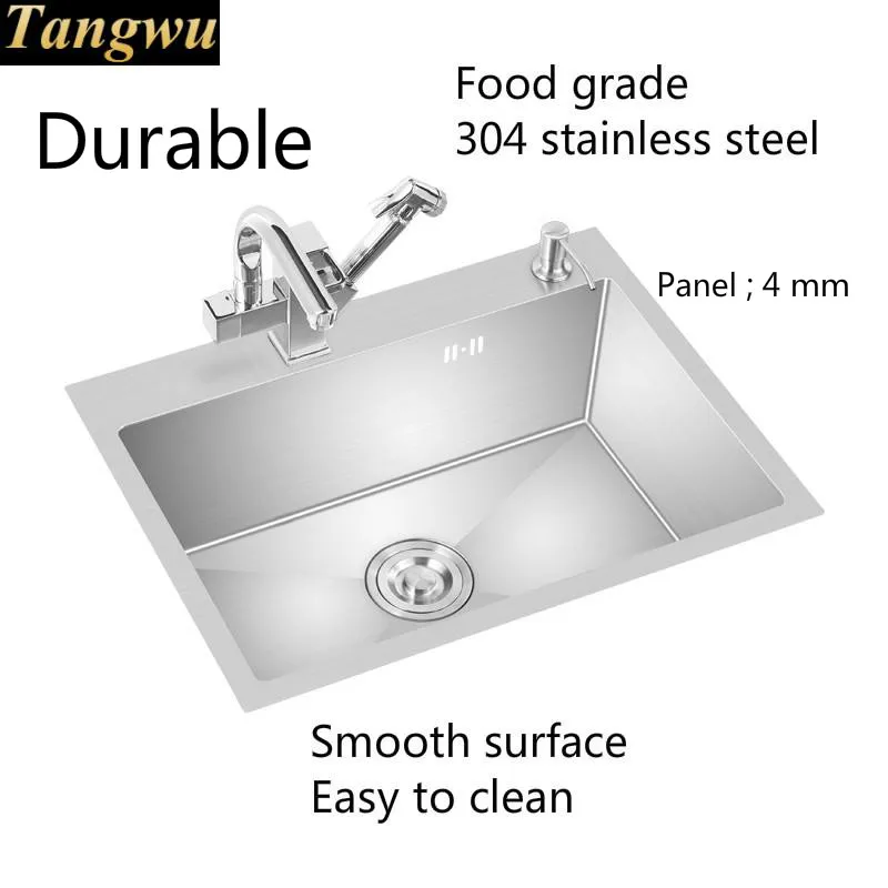 Free shipping Fashion kitchen sink durable 304 stainless steel hand made single slot hot sell 58x43 CM