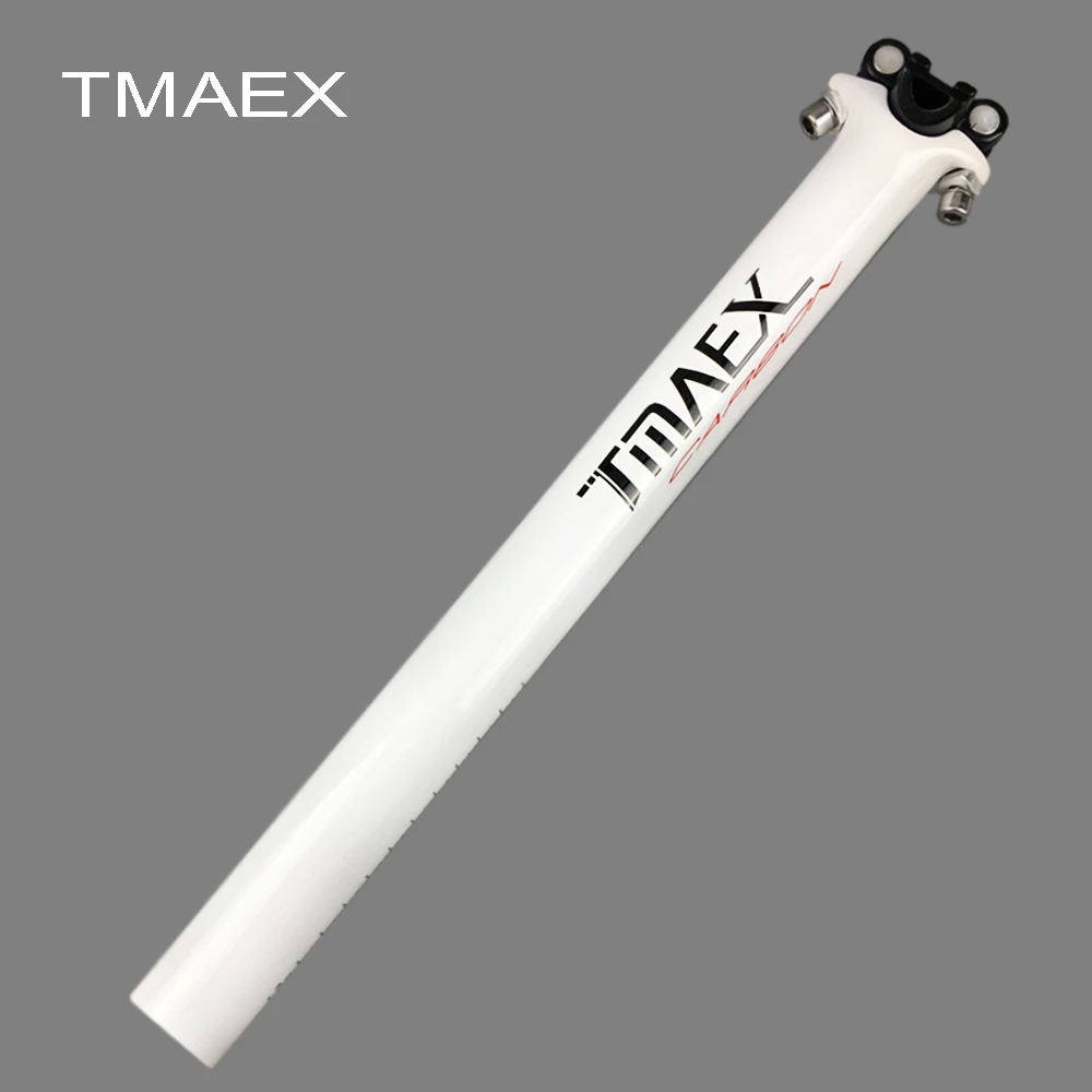 TMAEX-Ultra Light Carbon Fiber Seatpost, Road Bicycle Seatpost, Mountain Bike Parts, White, 27.2mm, 30.8mm, 31.6mm, 350mm, 400mm