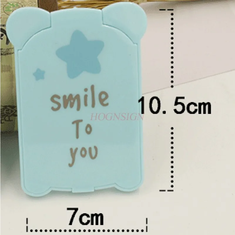 พับด้วยหวีกระจกขนาดเล็กกระจกพกพาแบบพกพามินิโต๊ะเครื่องแป้งภาพประกอบการ์ตูนพลาสติกขาย