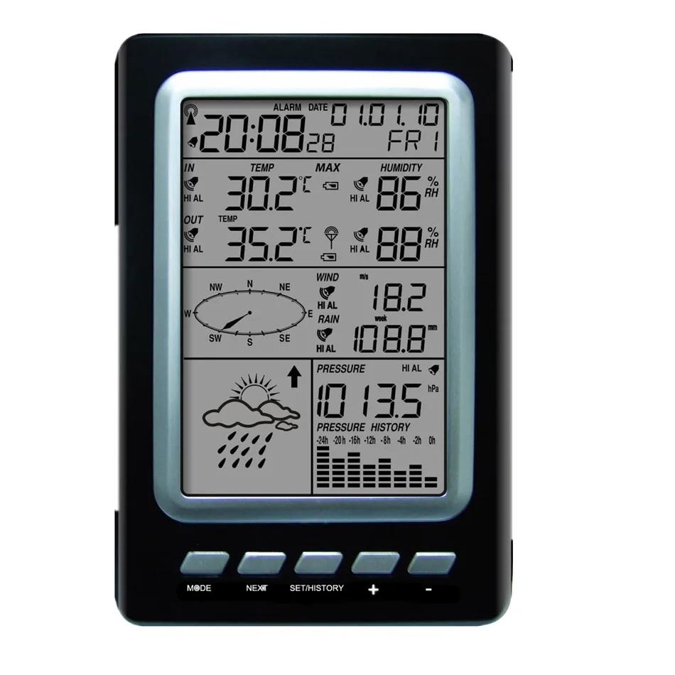 WS1030 Multi-function Solar Home Weather Station Weather Forecaster Wireless Thermometer And Hygrometer