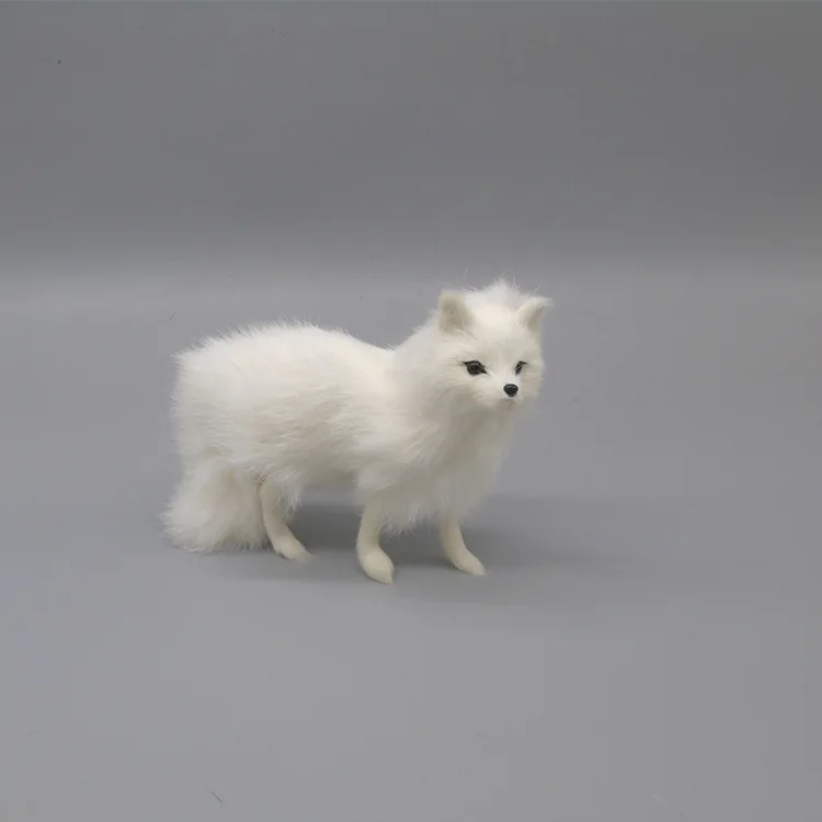 simulation fox model polyethylene&fur white fox 16x12cm prop handicraft home decoration gift b1808