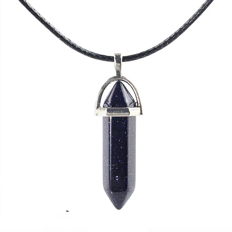 Hot Women Fashion Vintage Pendants Bullet Crystal Necklace Natural Stone Quartz Necklaces Bijoux Jewelry Collares Chain  N1151