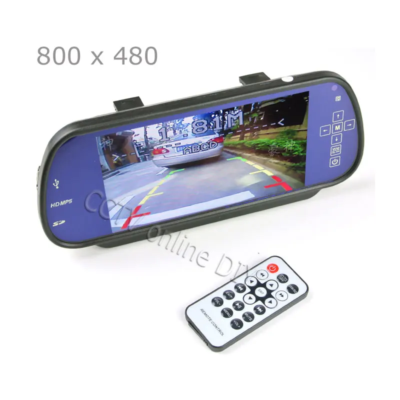 

ANSHILONG 100% New Car 7 inch 7" TFT LCD Rear View Mirror MP5 SD Card USB Monitor 2CH Video Input Touch Button Free Shipping