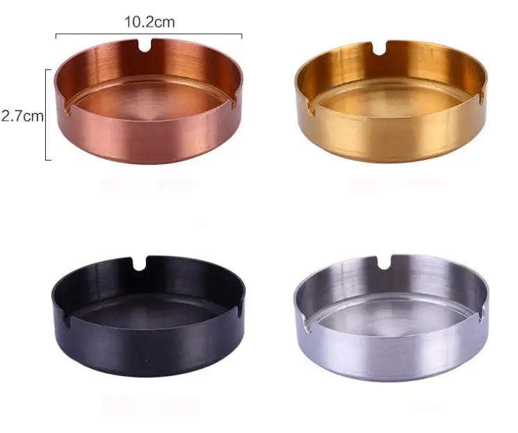 

Diameter 10CM Ashtray Stainless Steel Ashtray PVD Plated Gold Copper Black bar ash tray Ashtrays SN497