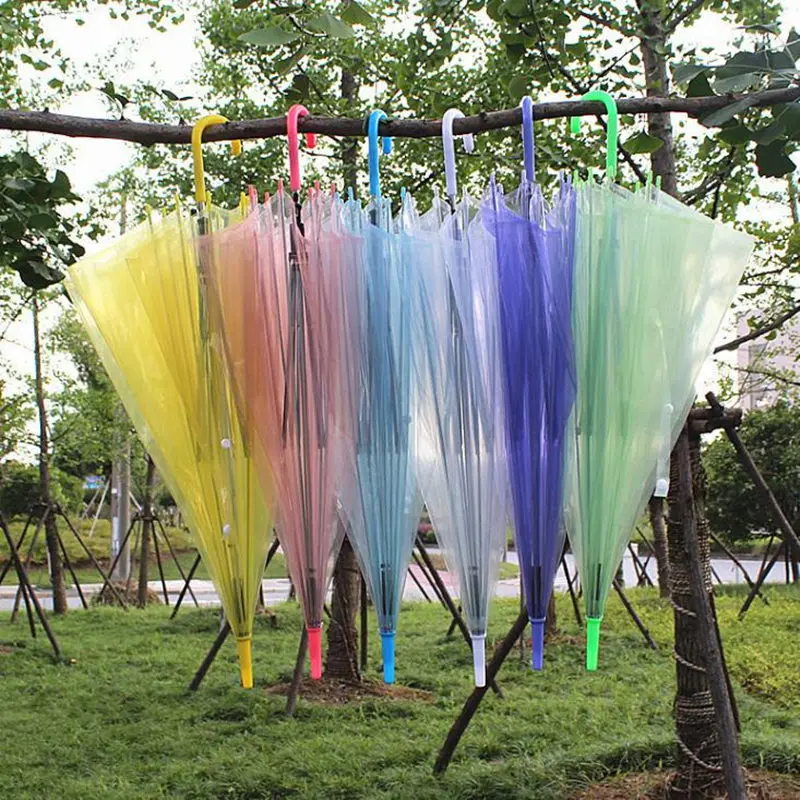 

Clear Transparent Umbrella PVC umbrellas Through Fashion Star Long Handle Umbrellas Beach Wedding Graceful Colorful F20173409