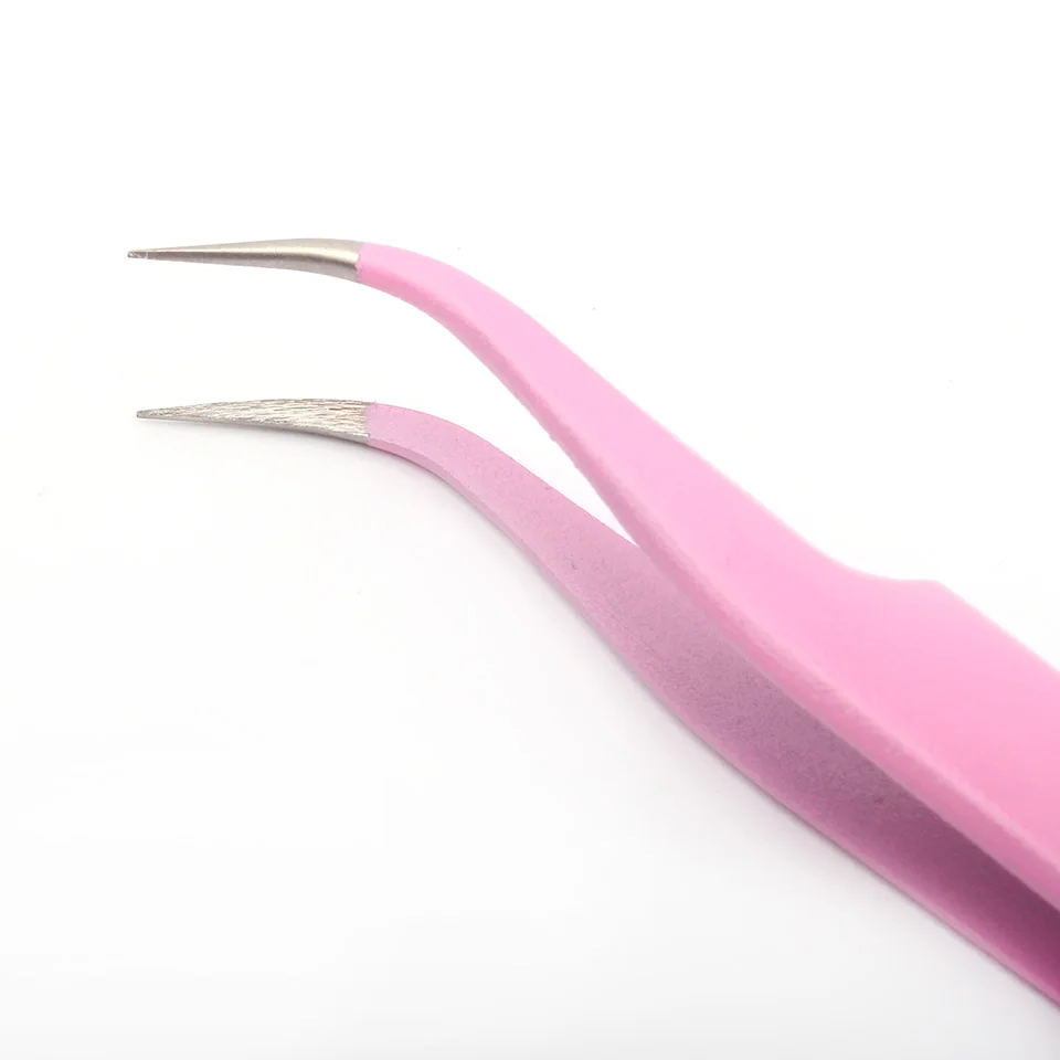 Pinzette per ciglia Pinzette per estensione ciglia curve rosa in acciaio inossidabile Pinzette per ciglia volume di alta qualità Strumenti per il trucco