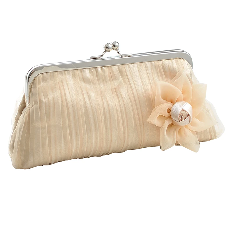 The satin silk Pleated and Braided Rhinestone studded Wedding Evening Bridal Bridesmaid Clutch Purse