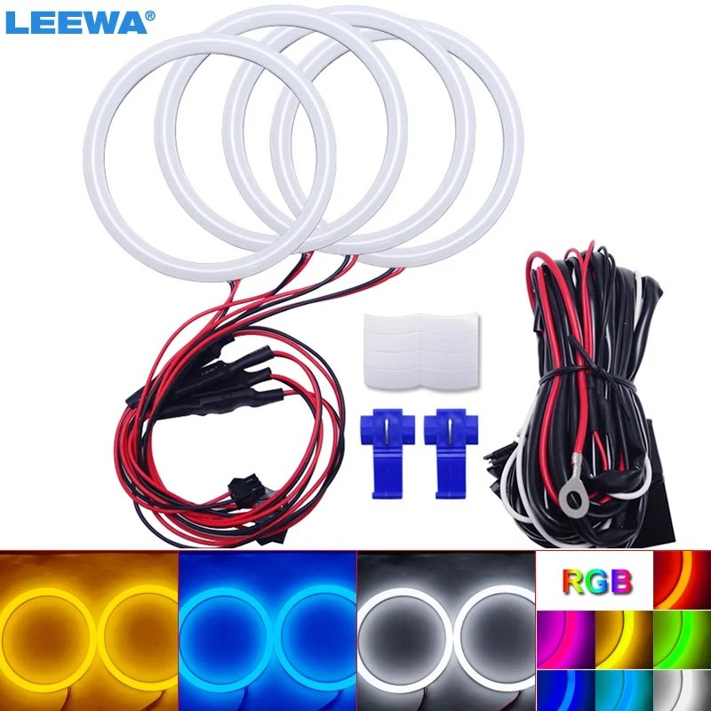 LEEWA 4X100mm Car Auto Halo Rings Cotton Lights SMD LED Angel Eyes for Ford Focus 08+ Bi-Xenon Car Styling White/Blue/Yellow/RGB