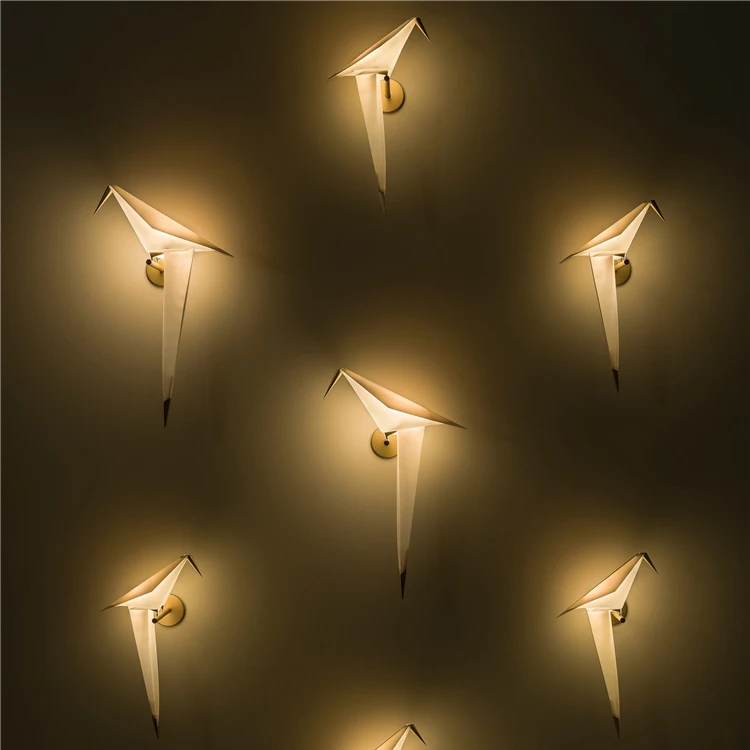 Modern wall light bird acrylic origami creative design minimalist wall light bedside hotel lounge wall lights for living room