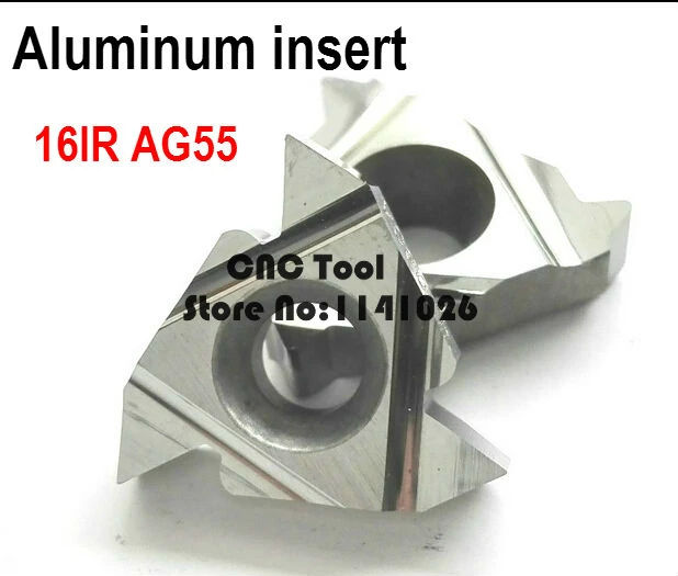 

16IR AG55 для алюминиевой вольфрамовой карбидной резьбы, токарные вставки, карбидные резьбовые вставки, 55 градусов, внутренние резьбовые вставки