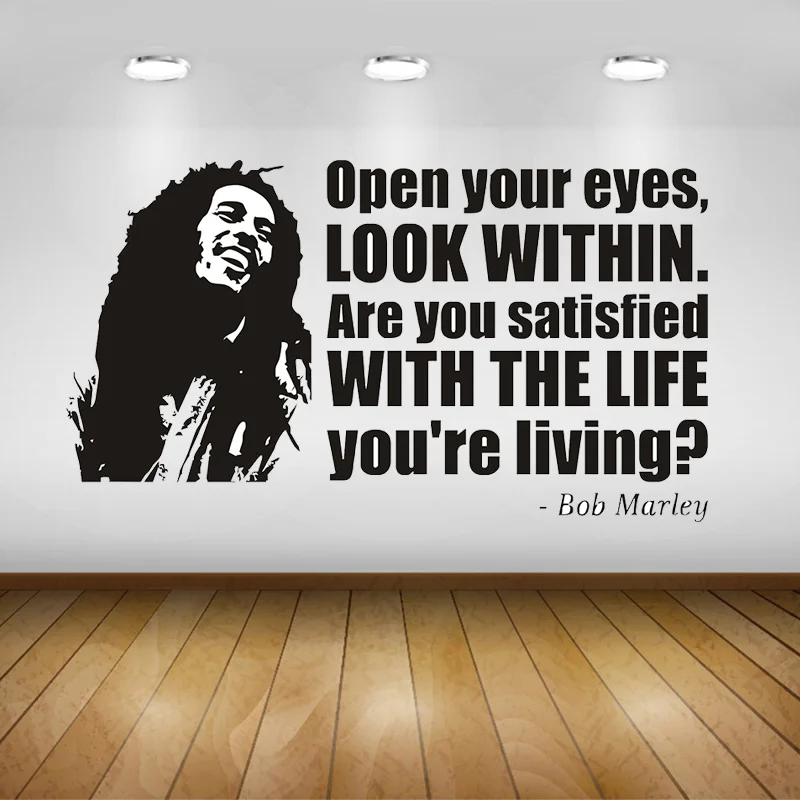 

BOB MARLEY FACE & QUOTE Vinyl Sticker Decal Wall Art Phrase Famous Reggae Wall Stickers Home Decor Ornament Wallpaper