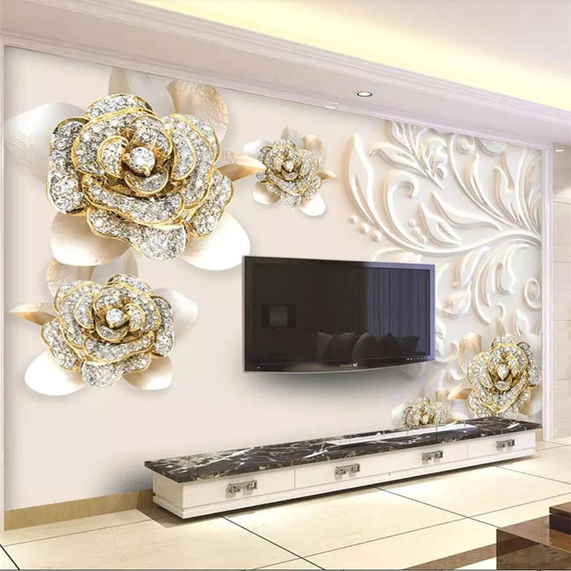 

wellyu European fashion atmosphere diamond relief TV sofa wall flower custom large mural green wallpaper papel de parede