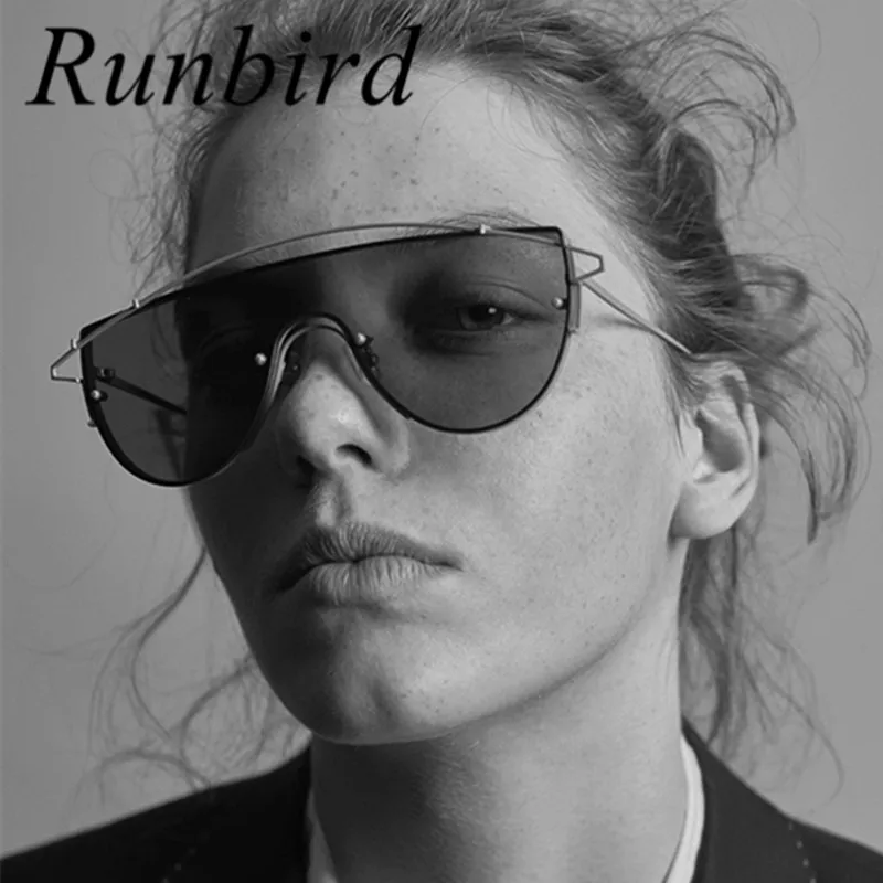 Runbird Luxury Oversized Men Twin Beams Big Integrated Goggles Women Steampunk Sunglasses Brand Design Oculos De Sol UV400 262R