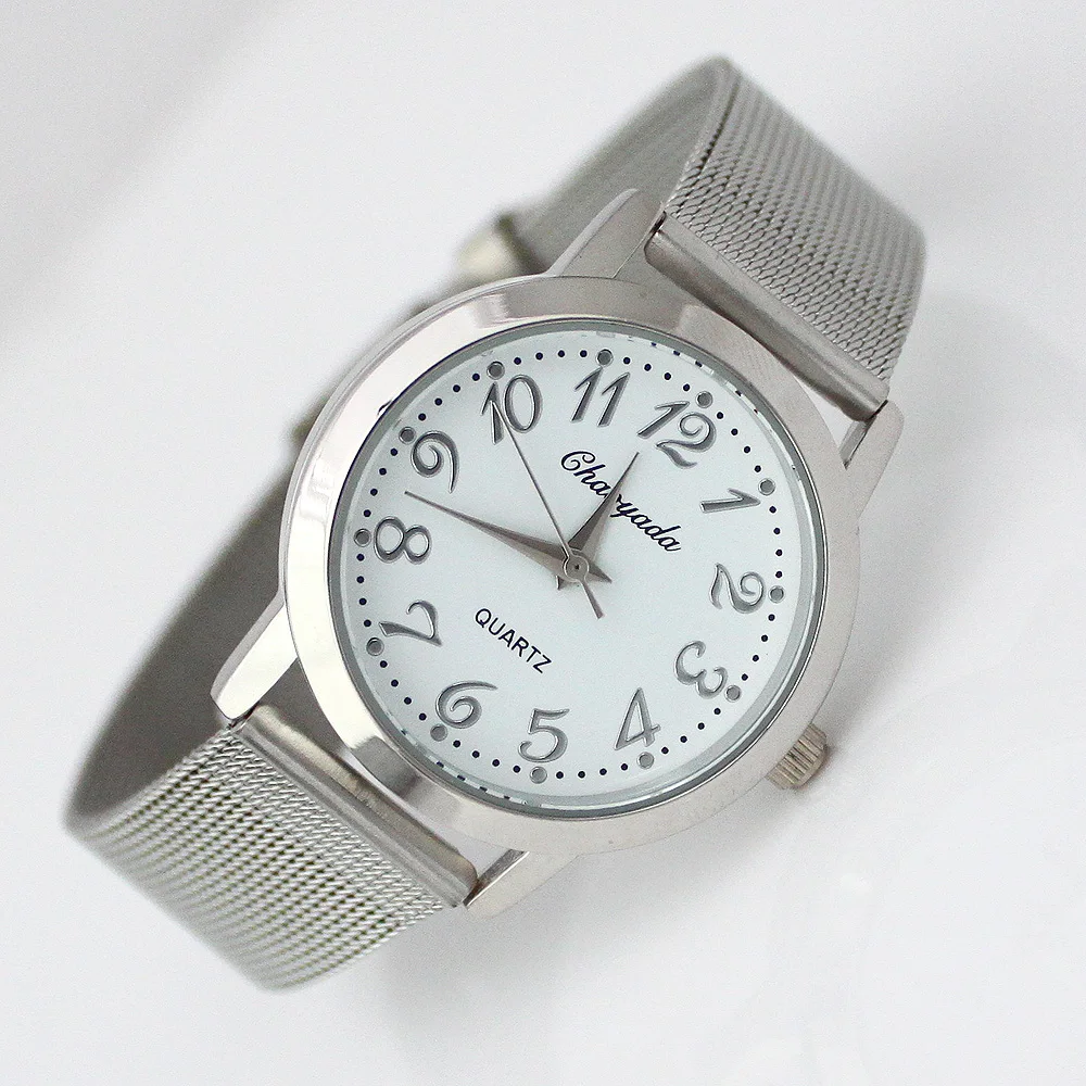 Женские кварцевые часы, браслет из нержавеющей стали с кристаллами